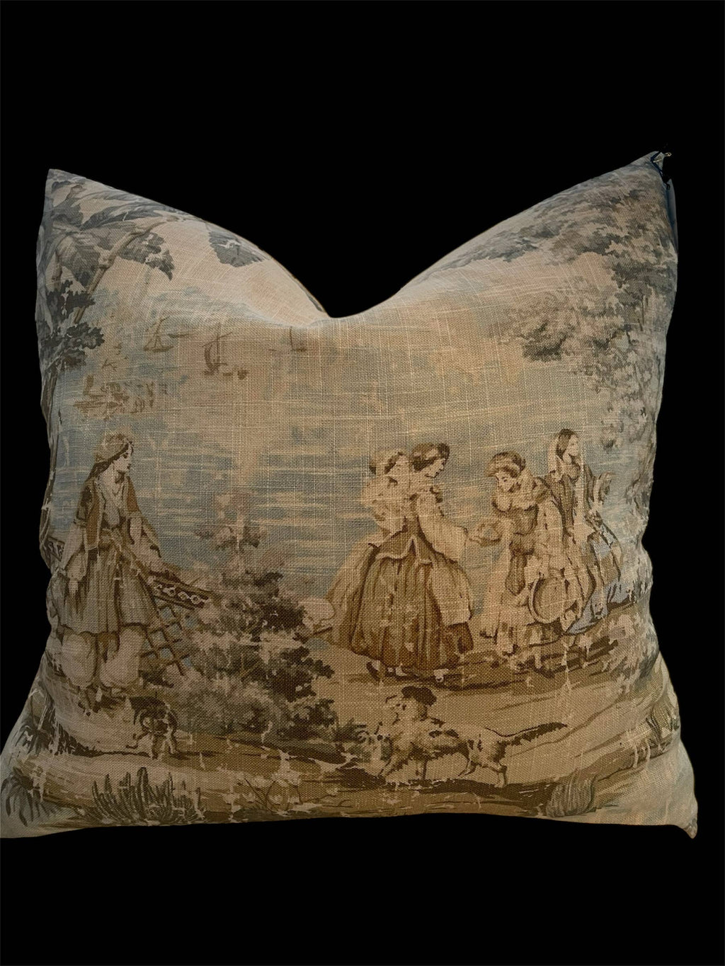 Carolyn Toile Throw Pillow with Feather Insert