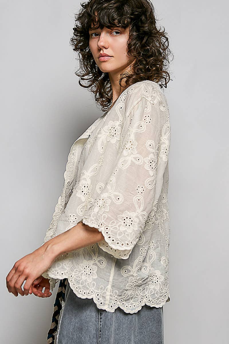 V-neck Relaxed Fit Crochet Top