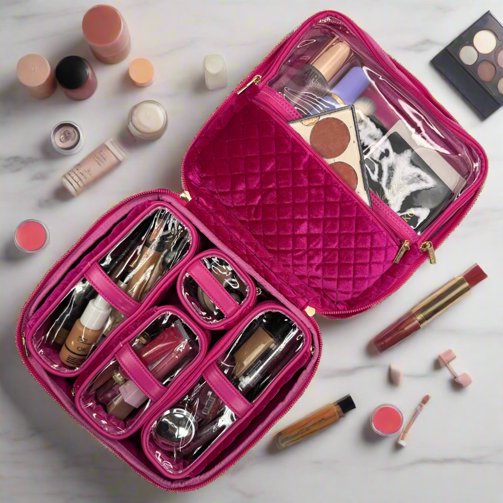 Mini Diva Makeup Case - Fuchsia Velvet