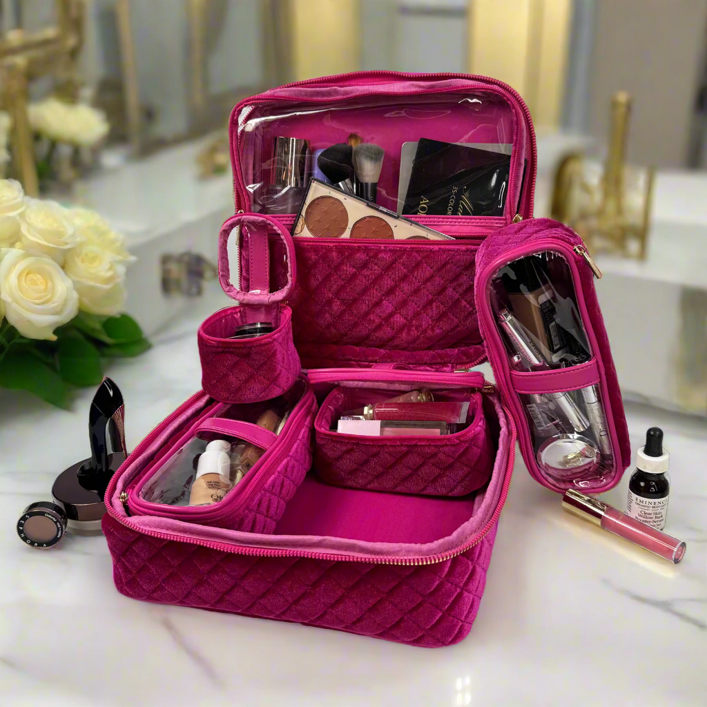 Mini Diva Makeup Case - Fuchsia Velvet