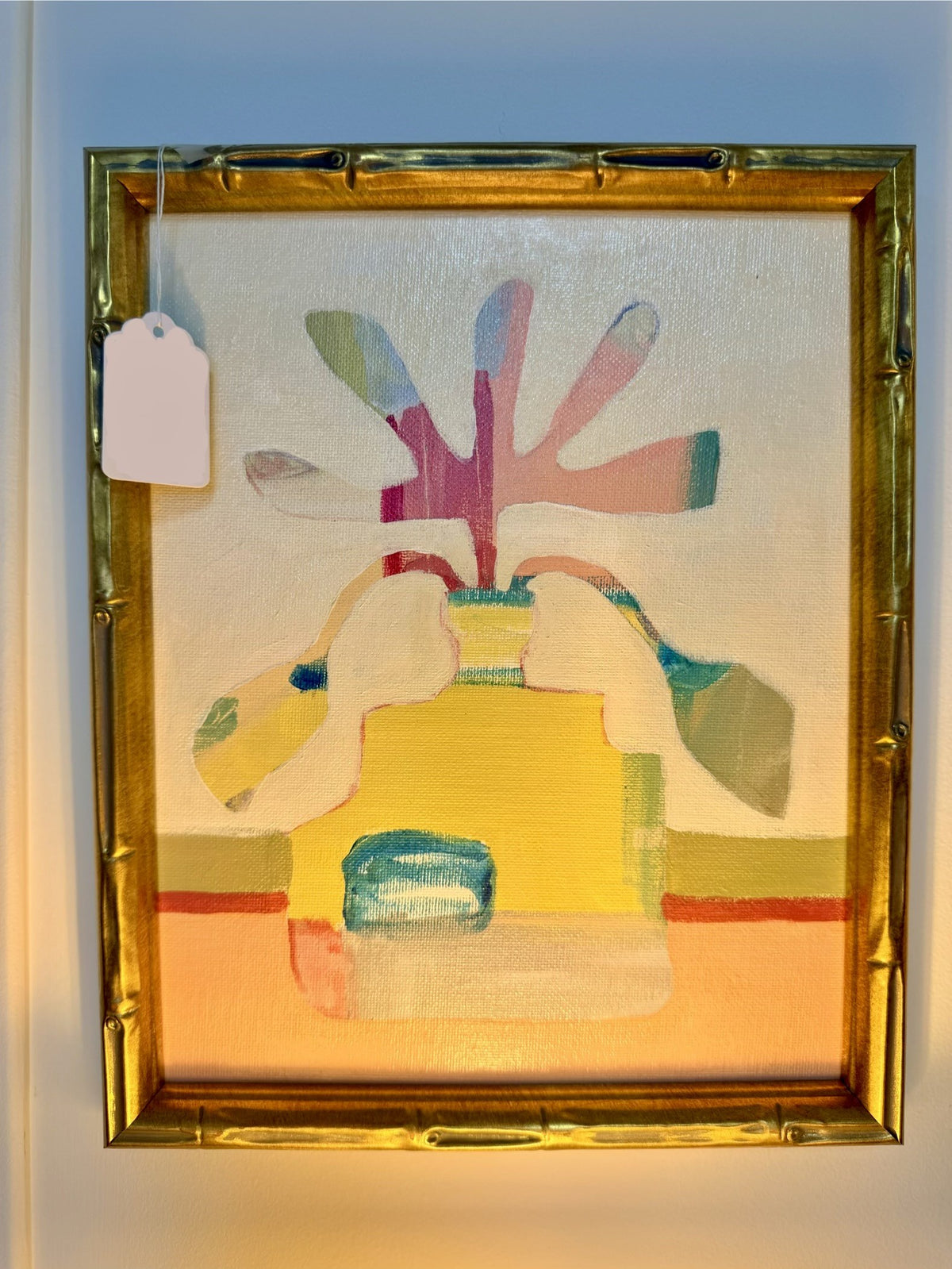 Framed Abstract Flower in Vase Painting