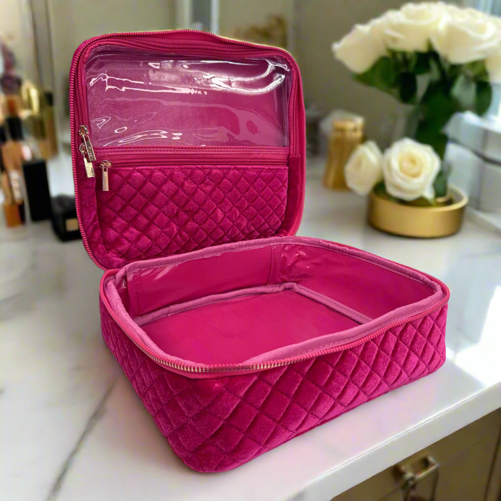 Mini Diva Makeup Case - Fuchsia Velvet