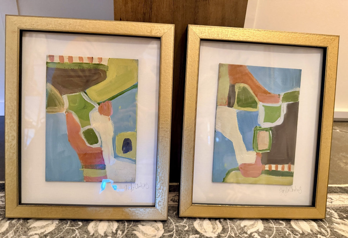8x10 Set of 2 Framed Abstract Paintings