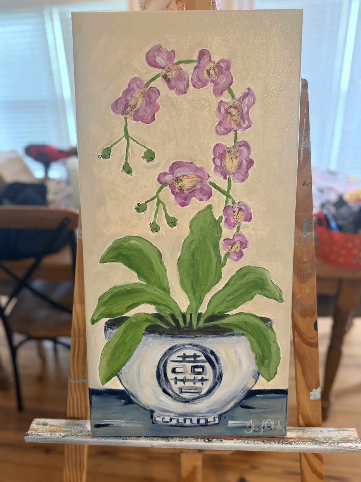 12x24 Pink Orchid on Canvas