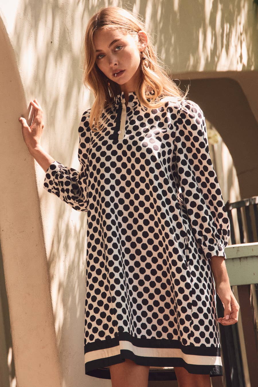 Allover Polka Dot Shift Dress