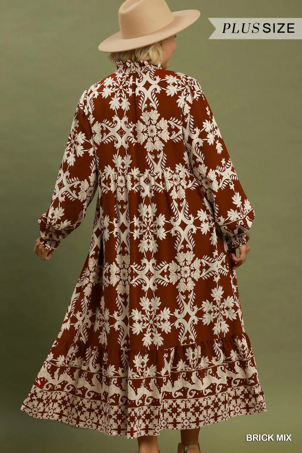 Border Print Ruffle Maxi Dress