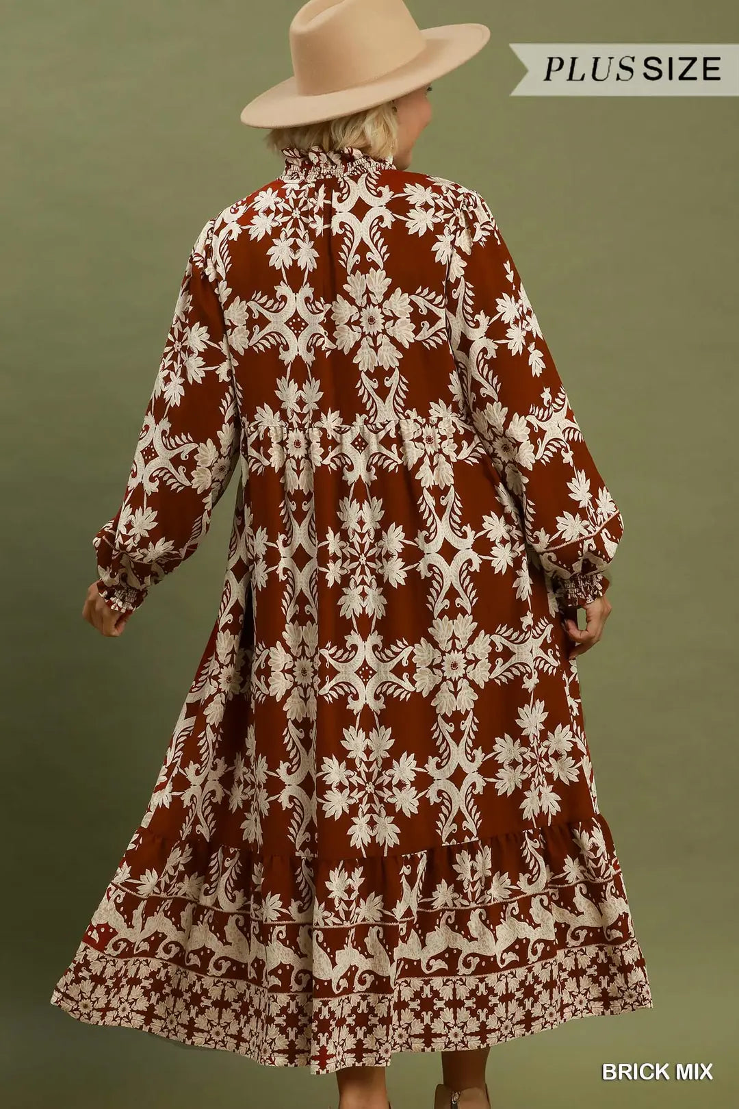 Border Print Ruffle Maxi Dress