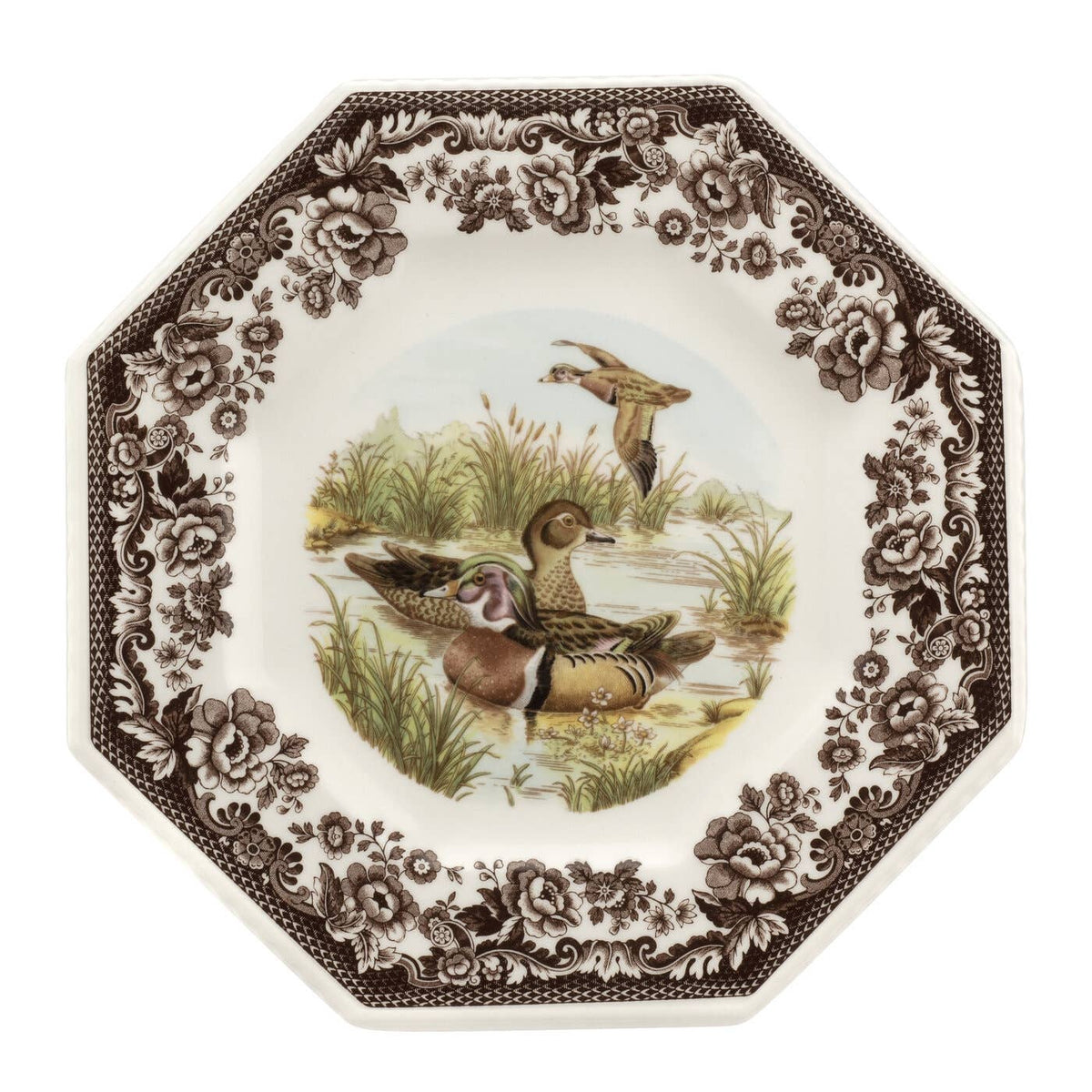 Spode Woodland Octagonal Plate 9.5 Inch (Wood Duck)