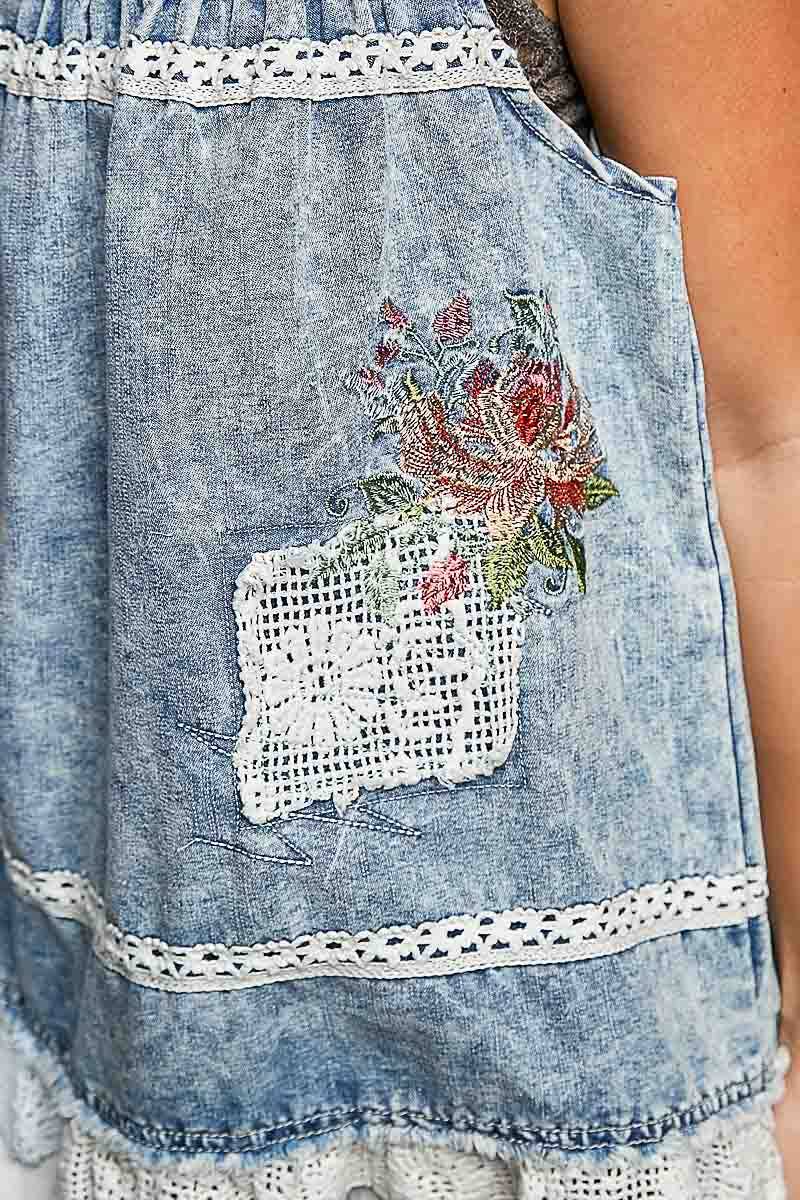 Square Neck Denim Top