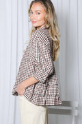 Gingham Puff Sleeve Top