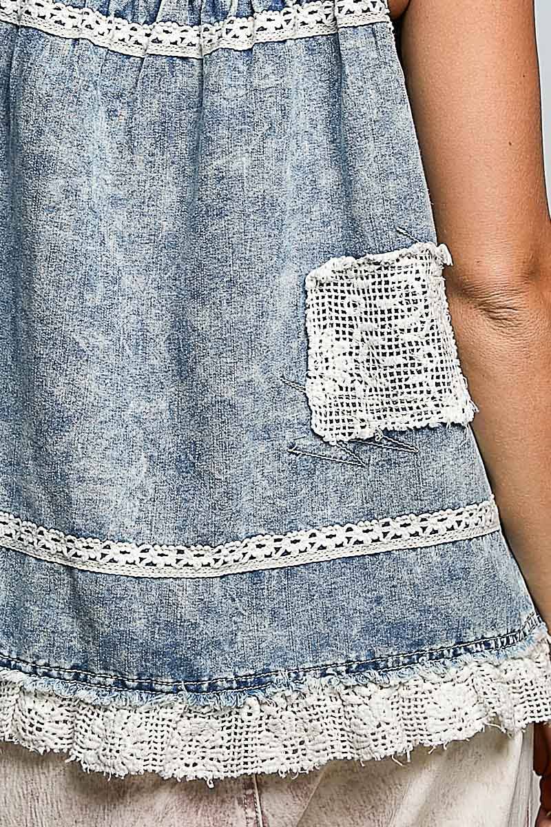 Square Neck Denim Top