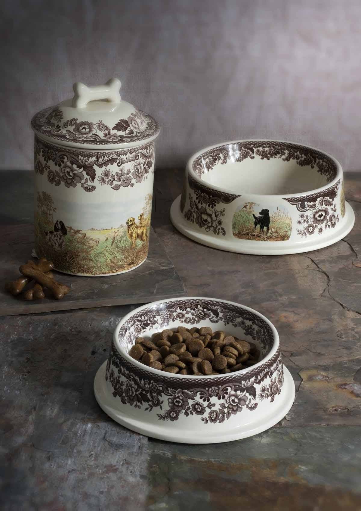 Spode Woodland 7 Inch Treat Jar Assorted Dogs