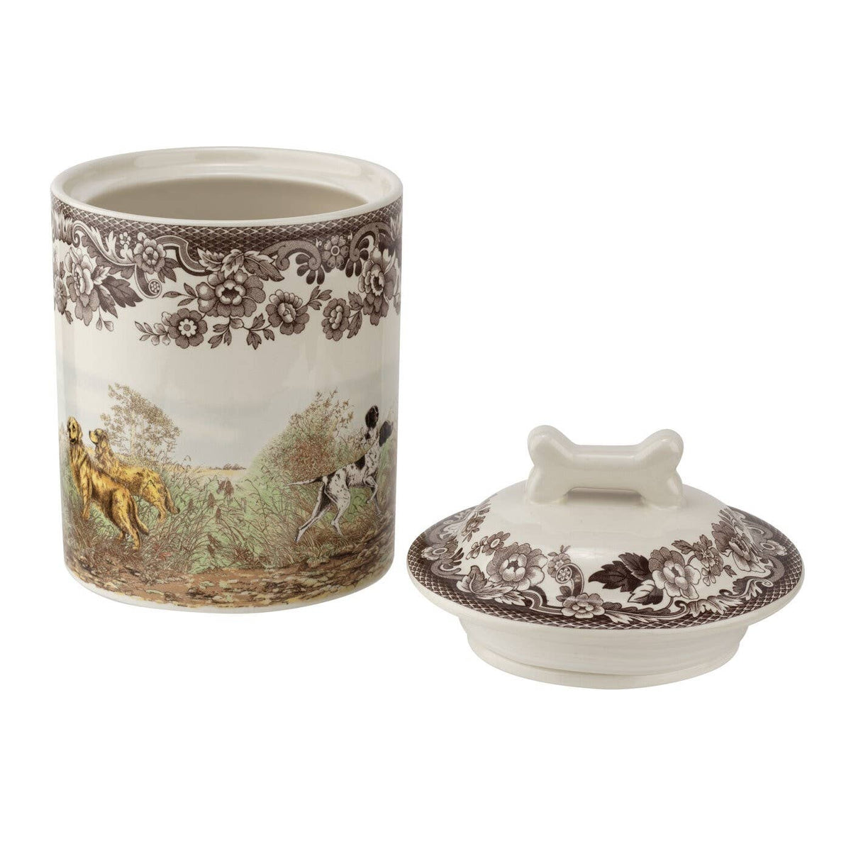 Spode Woodland 7 Inch Treat Jar Assorted Dogs