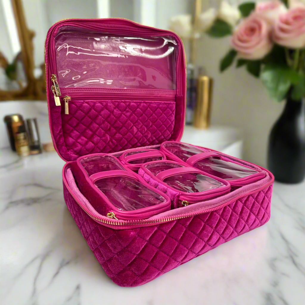 Mini Diva Makeup Case - Fuchsia Velvet