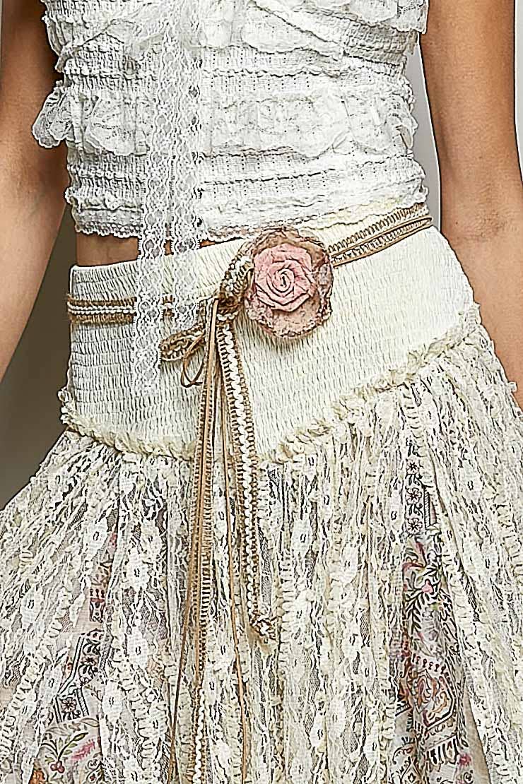 Multi-Strap Sculpted Rose Crochet Belt Choker