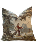 Lorna Fishing Scene Throw Pillow with Feather Insert  