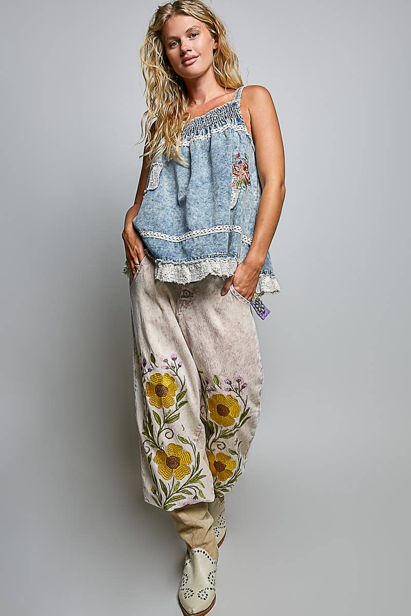 Square Neck Denim Top