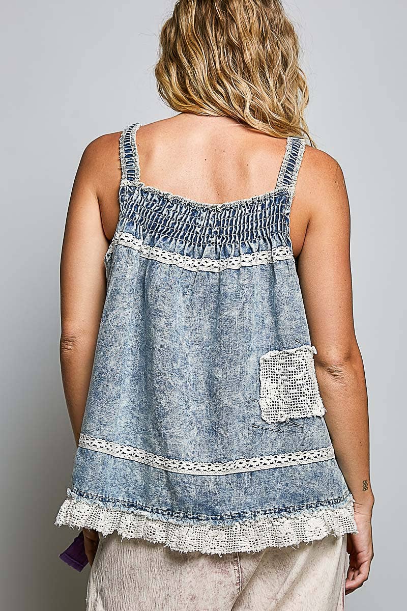 Square Neck Denim Top