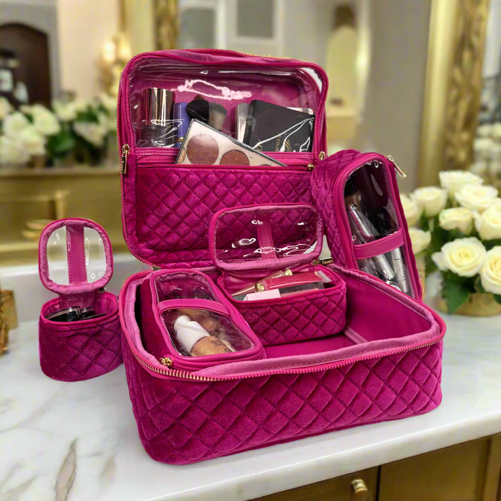 Mini Diva Makeup Case - Fuchsia Velvet
