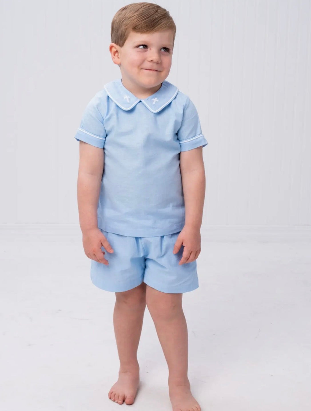 Linen Cross Shorts Set