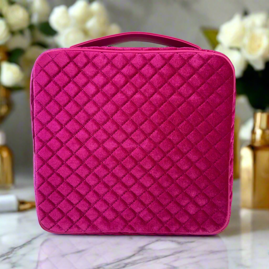 Mini Diva Makeup Case - Fuchsia Velvet