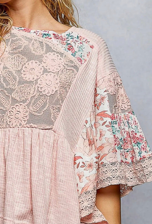 Blush Floral Round Neck Top