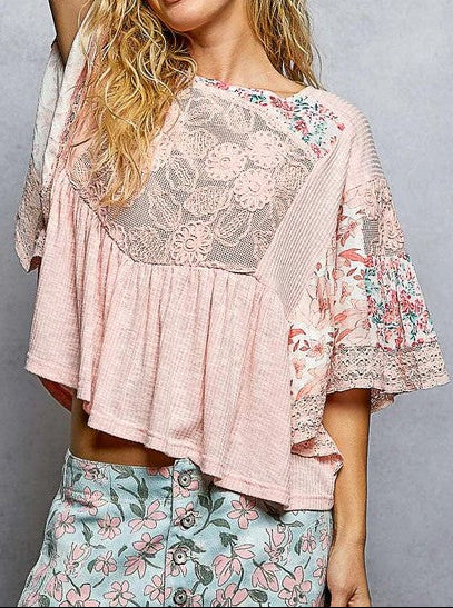 Blush Floral Round Neck Top