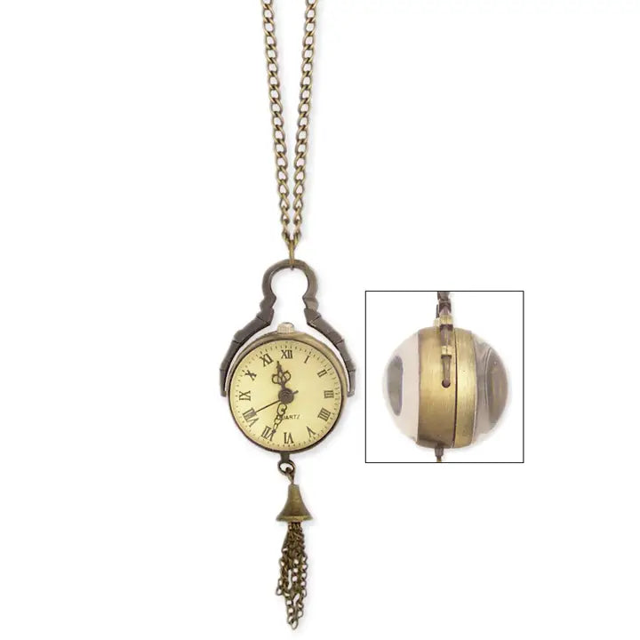 Burnished Gold Sphere Watch Necklace