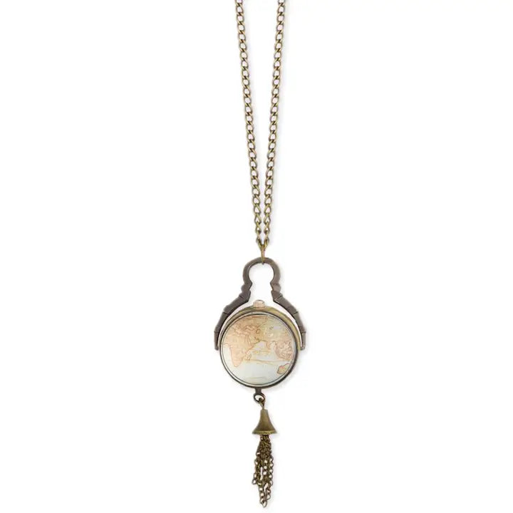 Burnished Gold Sphere Watch Necklace