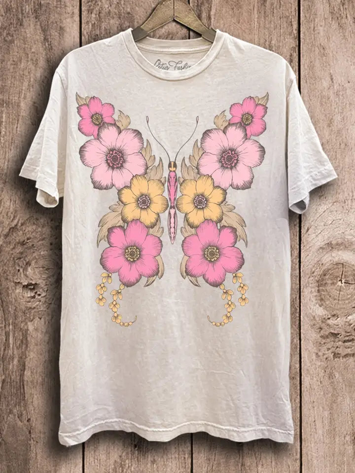 Butterfly Flowers Graphic Tee