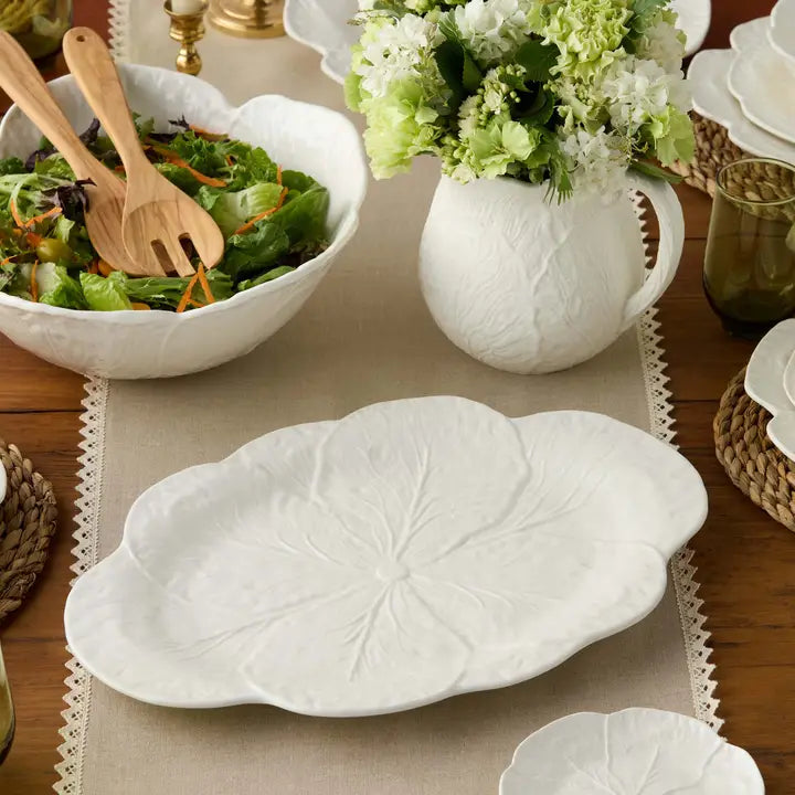 Le Jardin White Cabbage Oval Platter