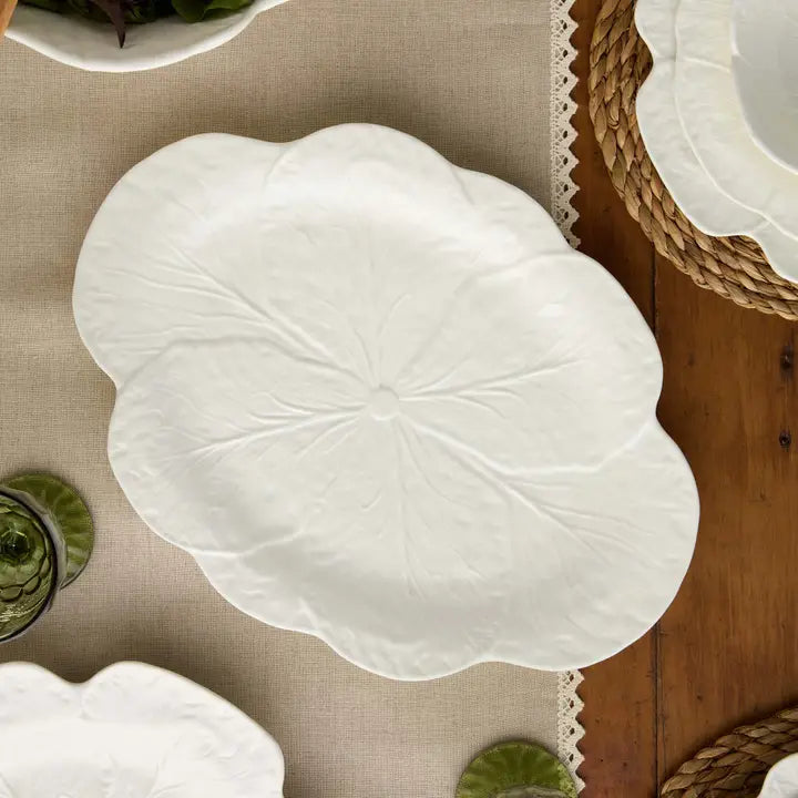 Le Jardin White Cabbage Oval Platter