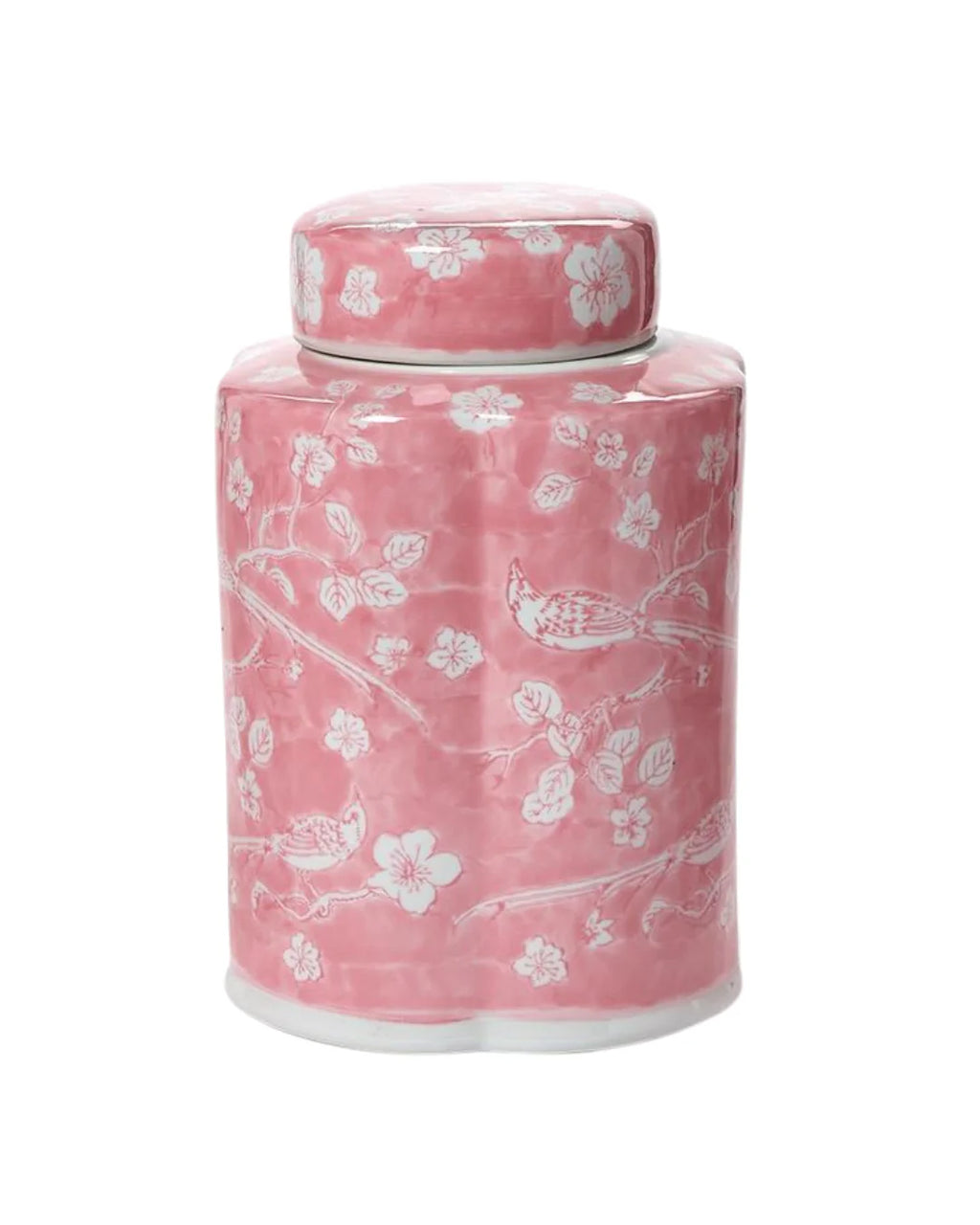 Hand-Painted Pink Chinoiserie Jar