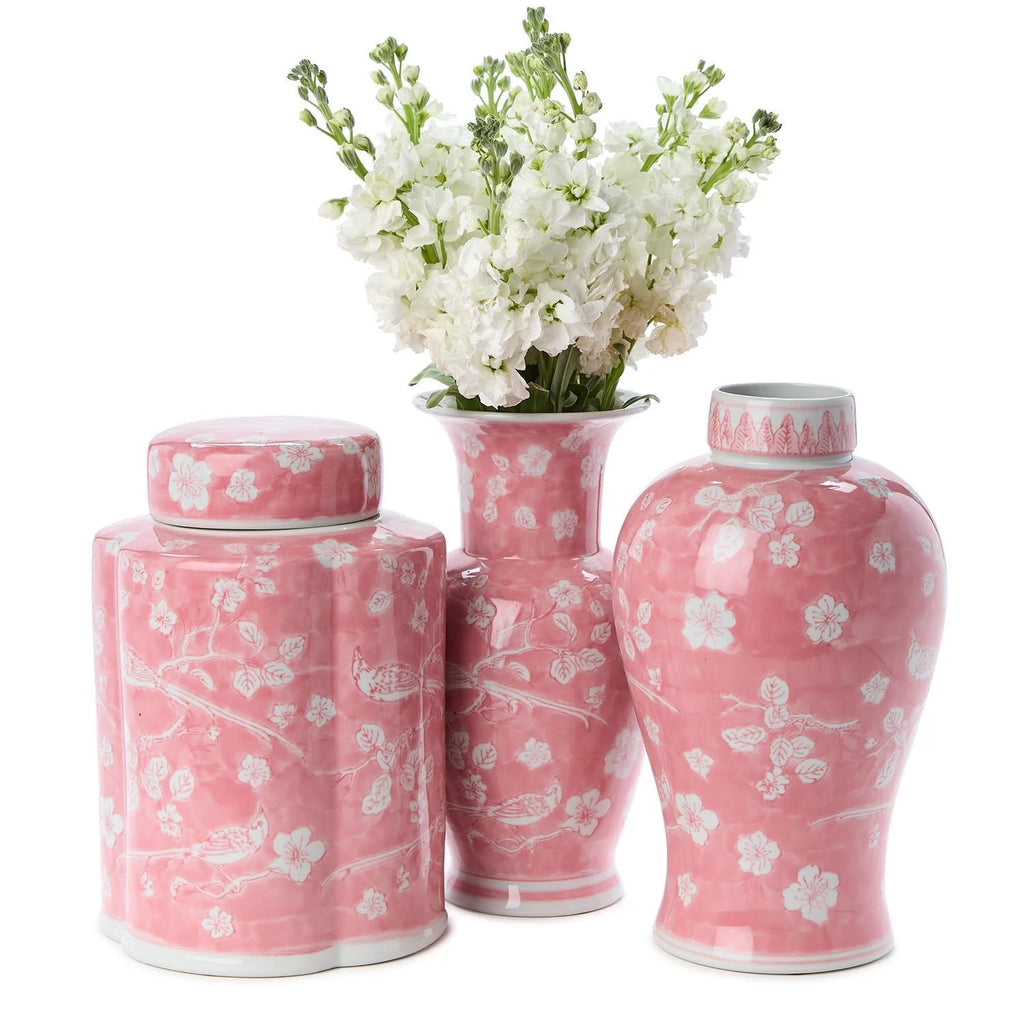 Hand-Painted Pink Chinoiserie Jar