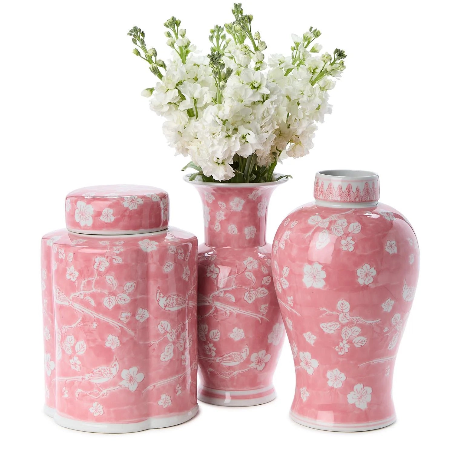 Hand-Painted Pink Chinoiserie Vase