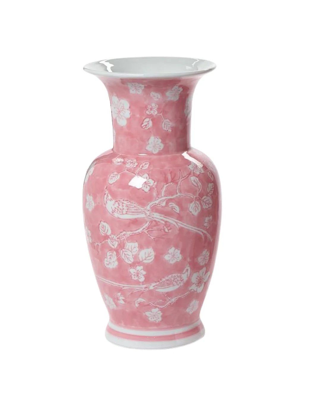 Hand-Painted Pink Chinoiserie Vase