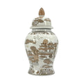 Brown & White Chinoiserie Ginger Jar