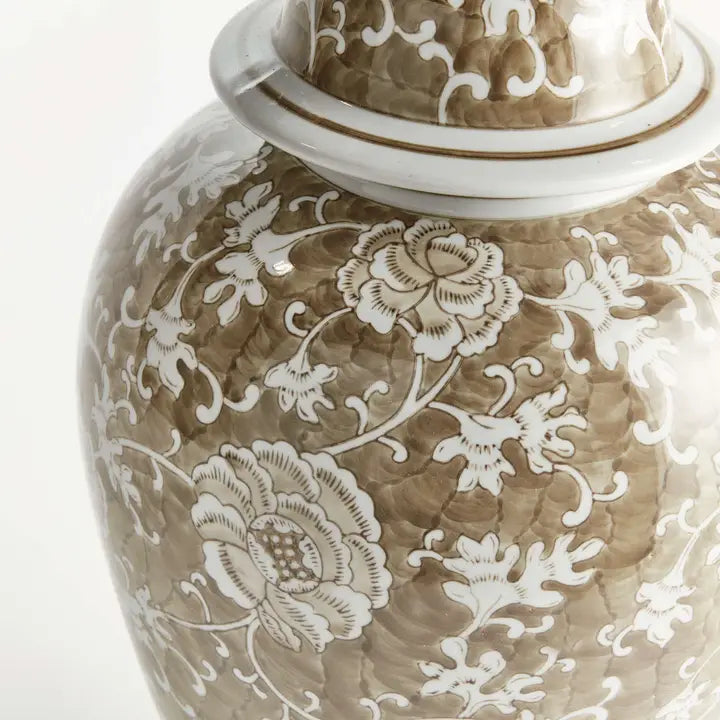 Province Lotus Lidded Ceramic Ginger Jar