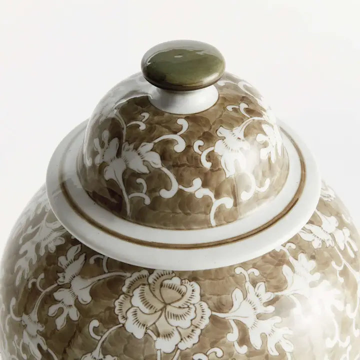 Province Lotus Lidded Ceramic Ginger Jar