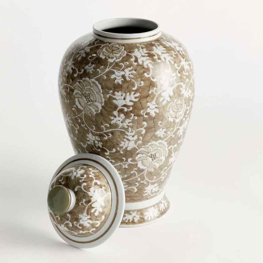 Province Lotus Lidded Ceramic Ginger Jar