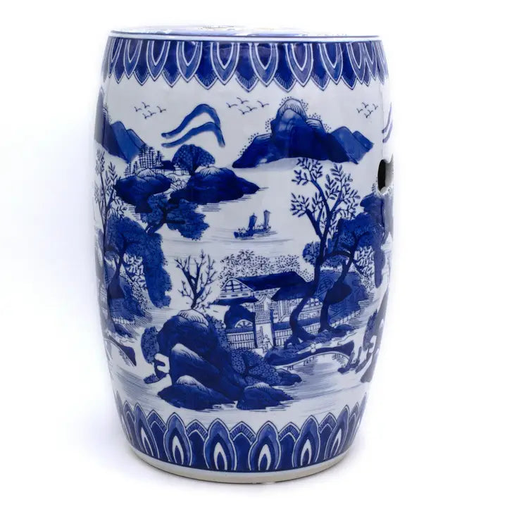 Blue and White Hand Painted Garden Stool