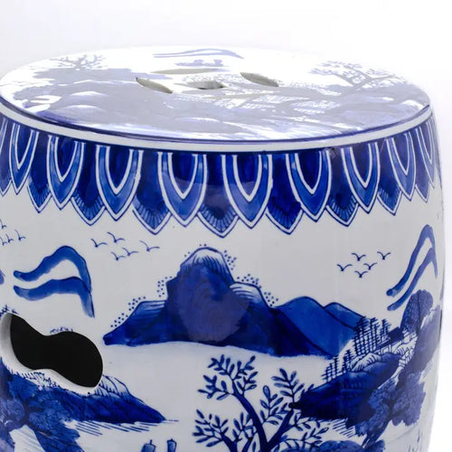 Blue and White Hand Painted Garden Stool