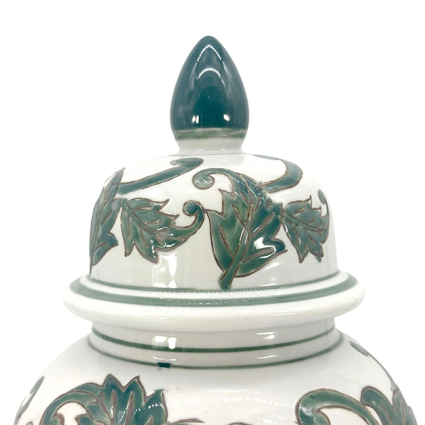 White & Green Chinoiserie Ginger Jar