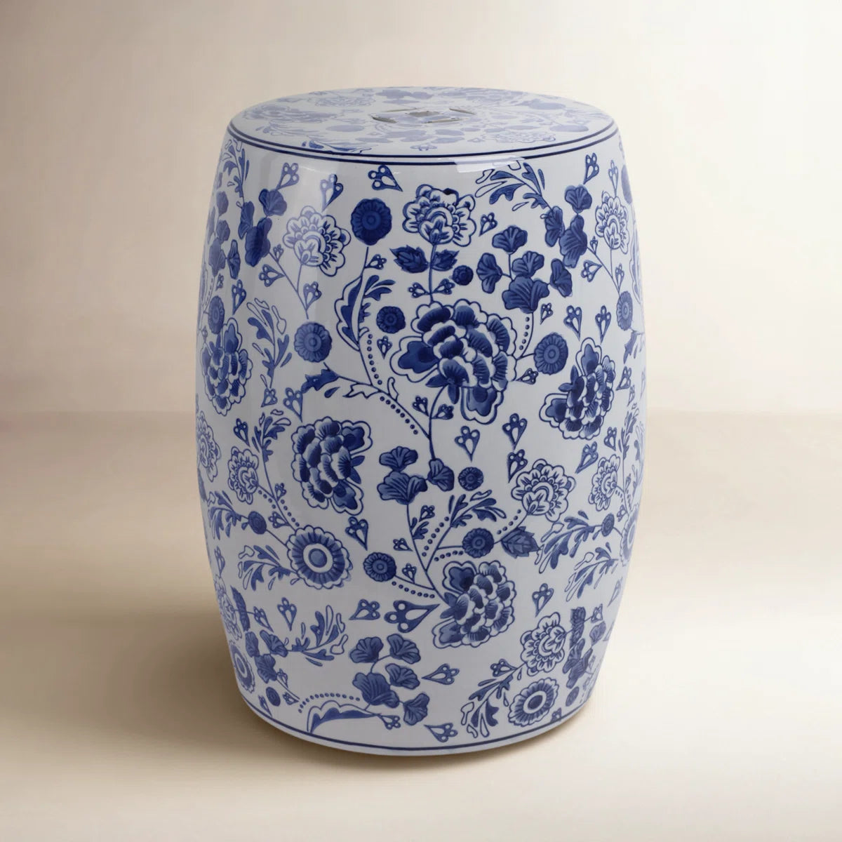 Hydrangea Chinoiserie Garden Stool