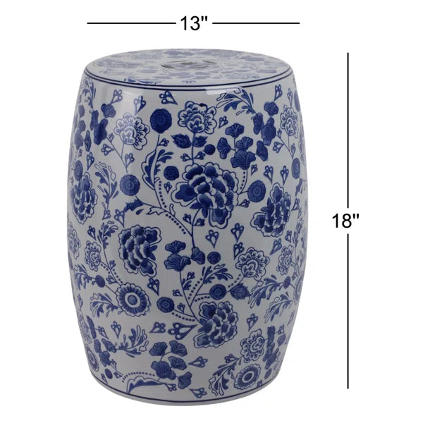 Hydrangea Chinoiserie Garden Stool