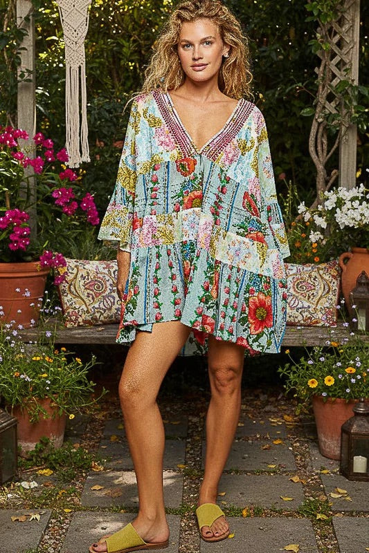 Floral Patchwork Oversized Dress
