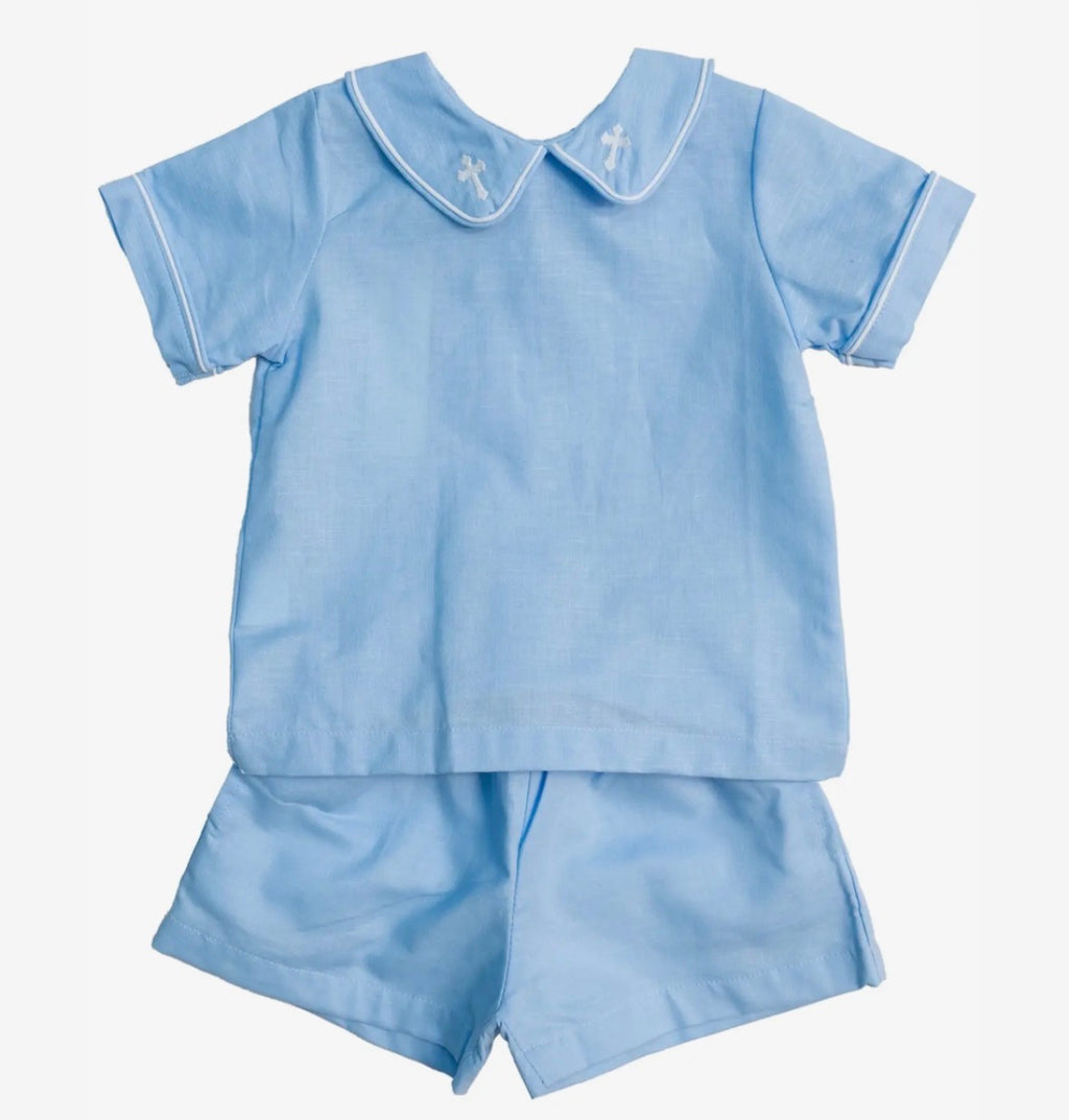 Linen Cross Shorts Set