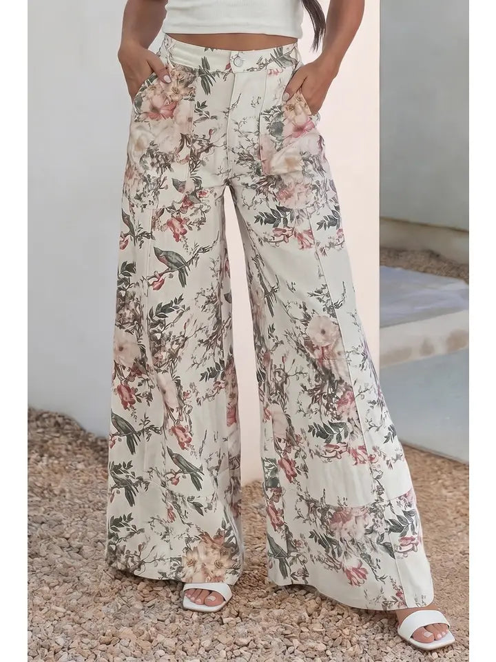 Floral Vintage Shift Wide Leg Jeans