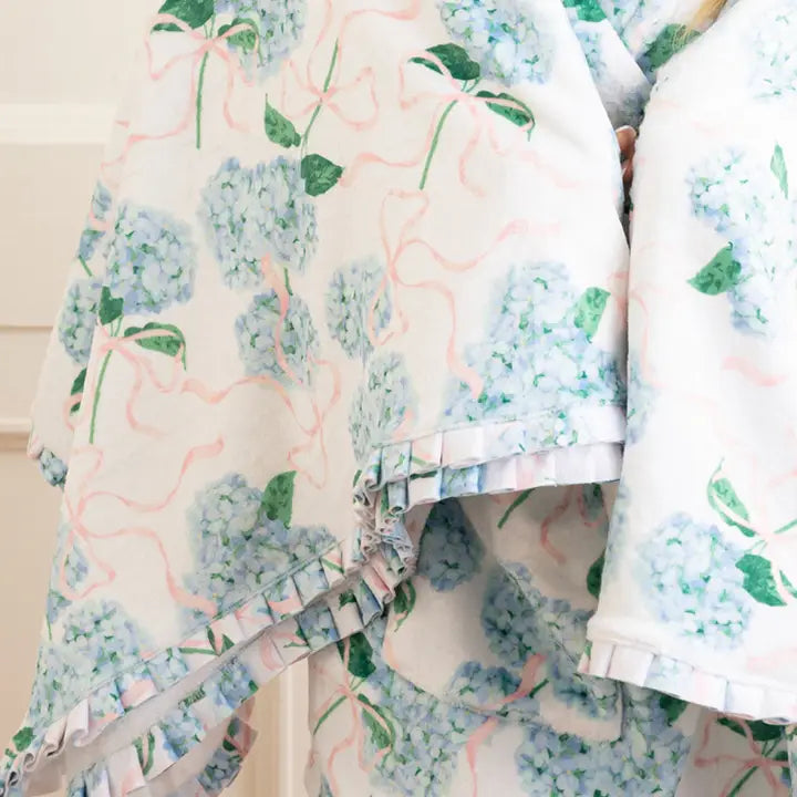 Hydrangea Ribbons Throw Blanket
