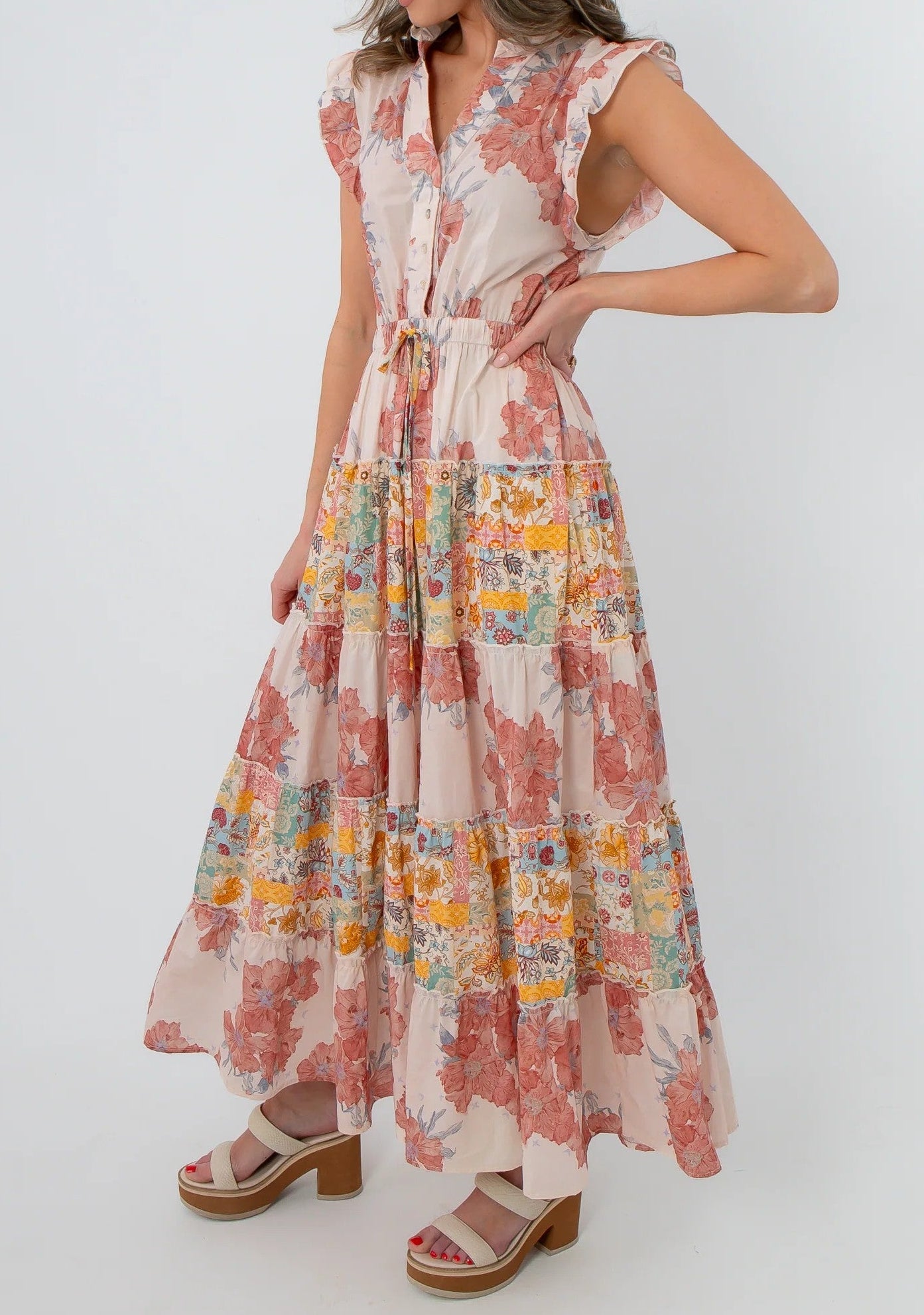 Peach Patchwork Maxi
